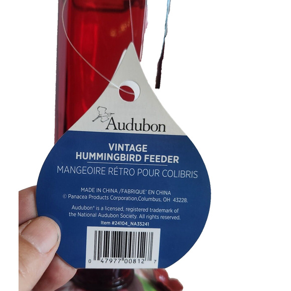 Audubon 24104 Bird Feeder, Hummingbird, Vintage Square, Ruby, 16-oz - Picture 6 of 8